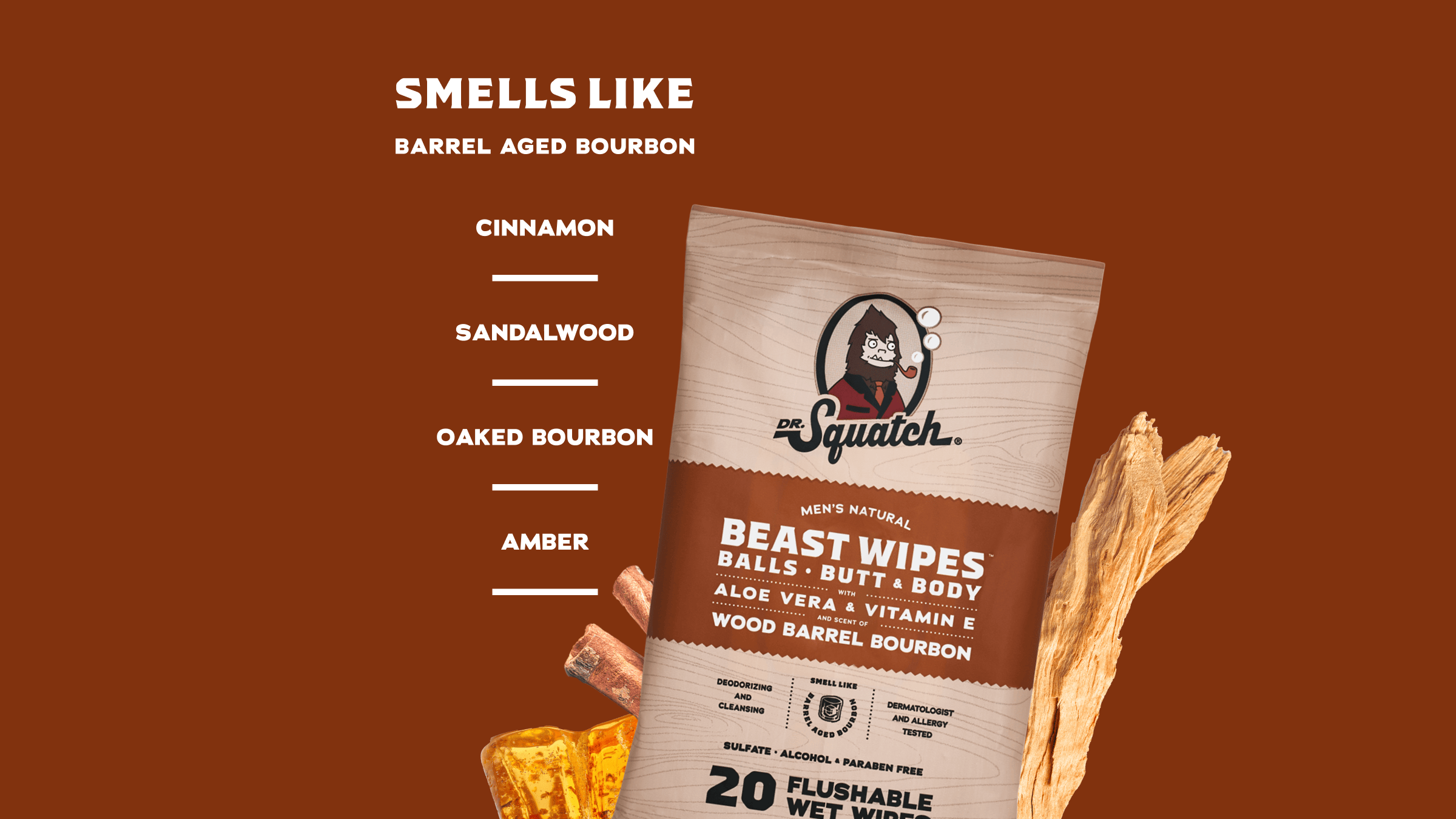Wood Barrel Bourbon Wipes - Step Out Fresh From the Shower
